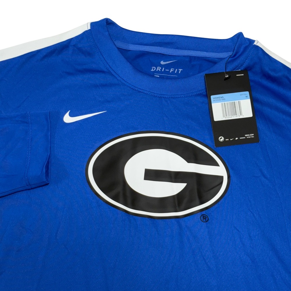 Nike Georgia Bulldogs Dri-FIT Long Sleeve Shirt Blue Women Medium DC2535-493 NEW